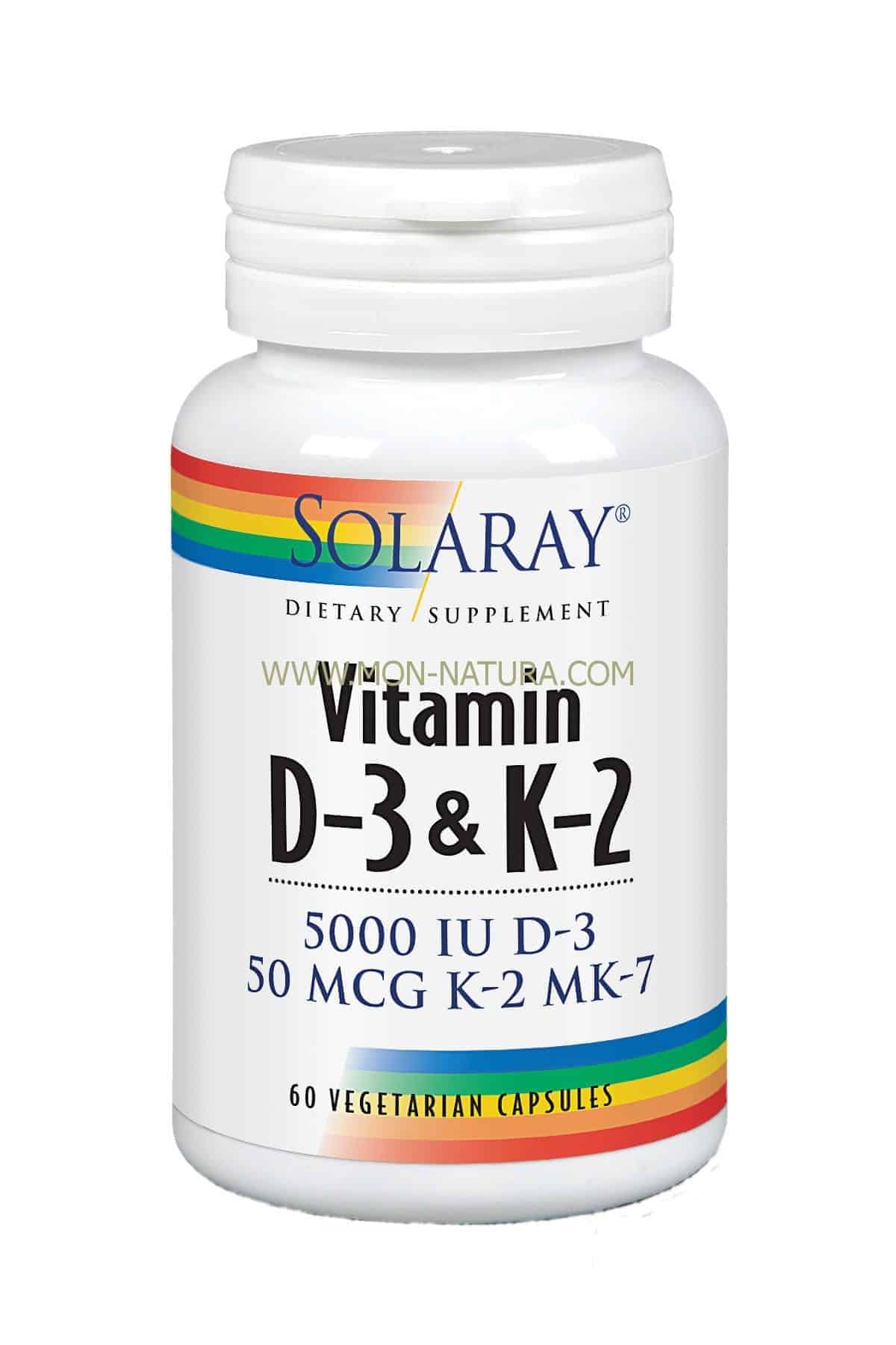 Vitamina D3 & K2 (MK7) 60 cápsulas vegetales Solaray - comprar vitamina